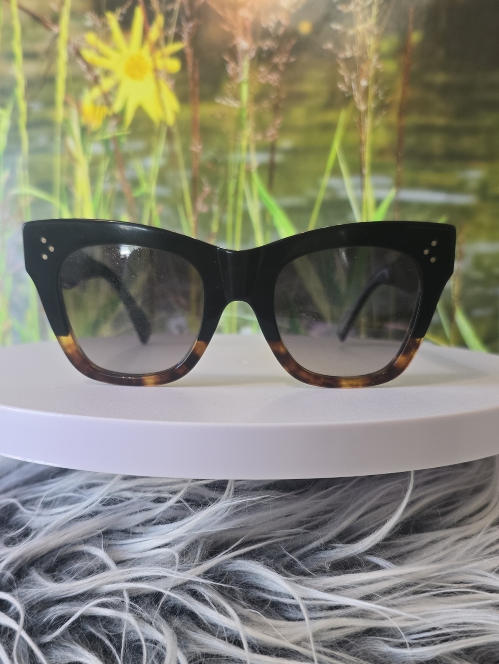 CELINE CL40004I Cat Eye Sunglasses Black Tortoise Gradient Lenses Italy Designer - Picture 5 of 11